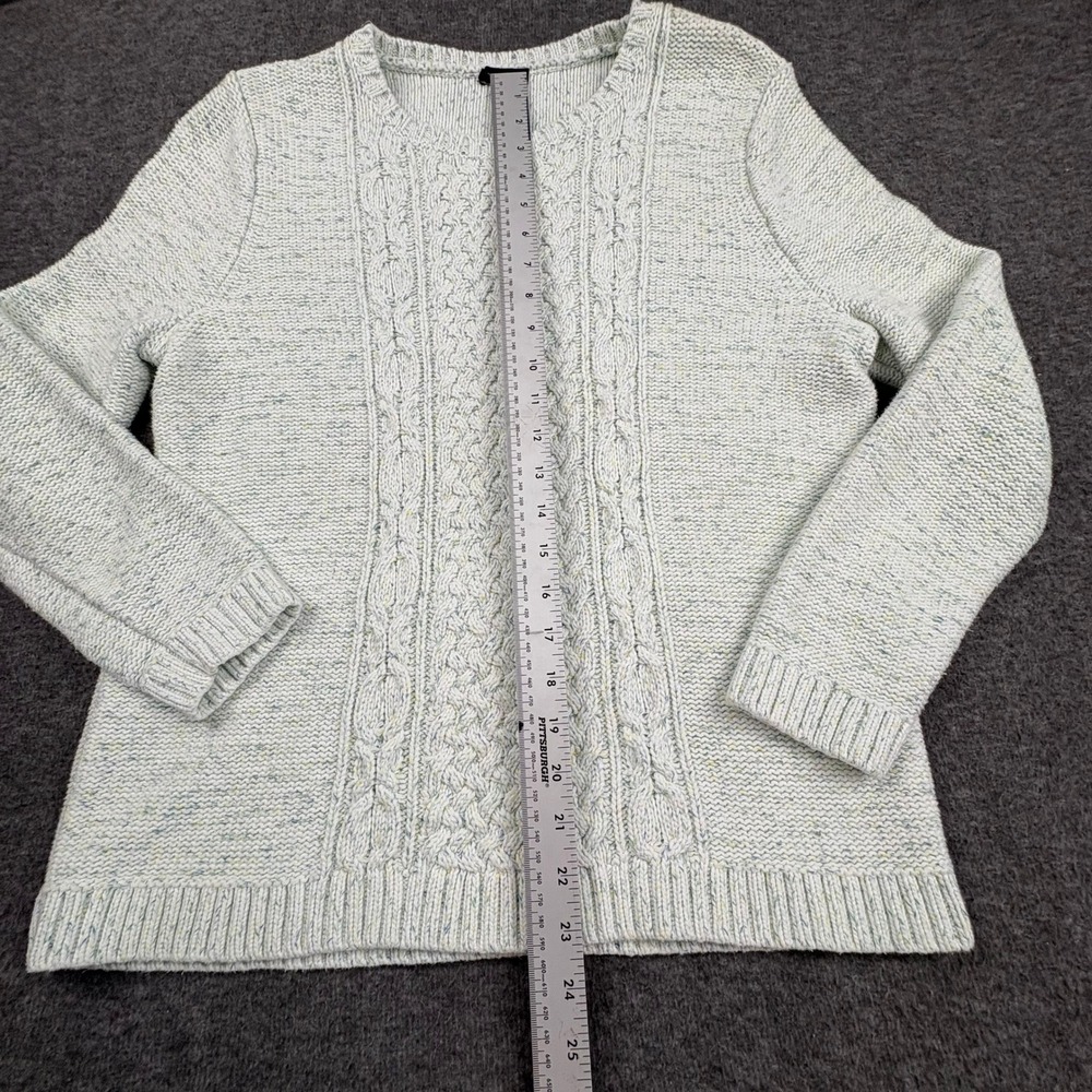 Talbots Women XL Cable Knit Sweater Speckled Cottagecore Neutral Coastal Prep - Picture 6 of 8